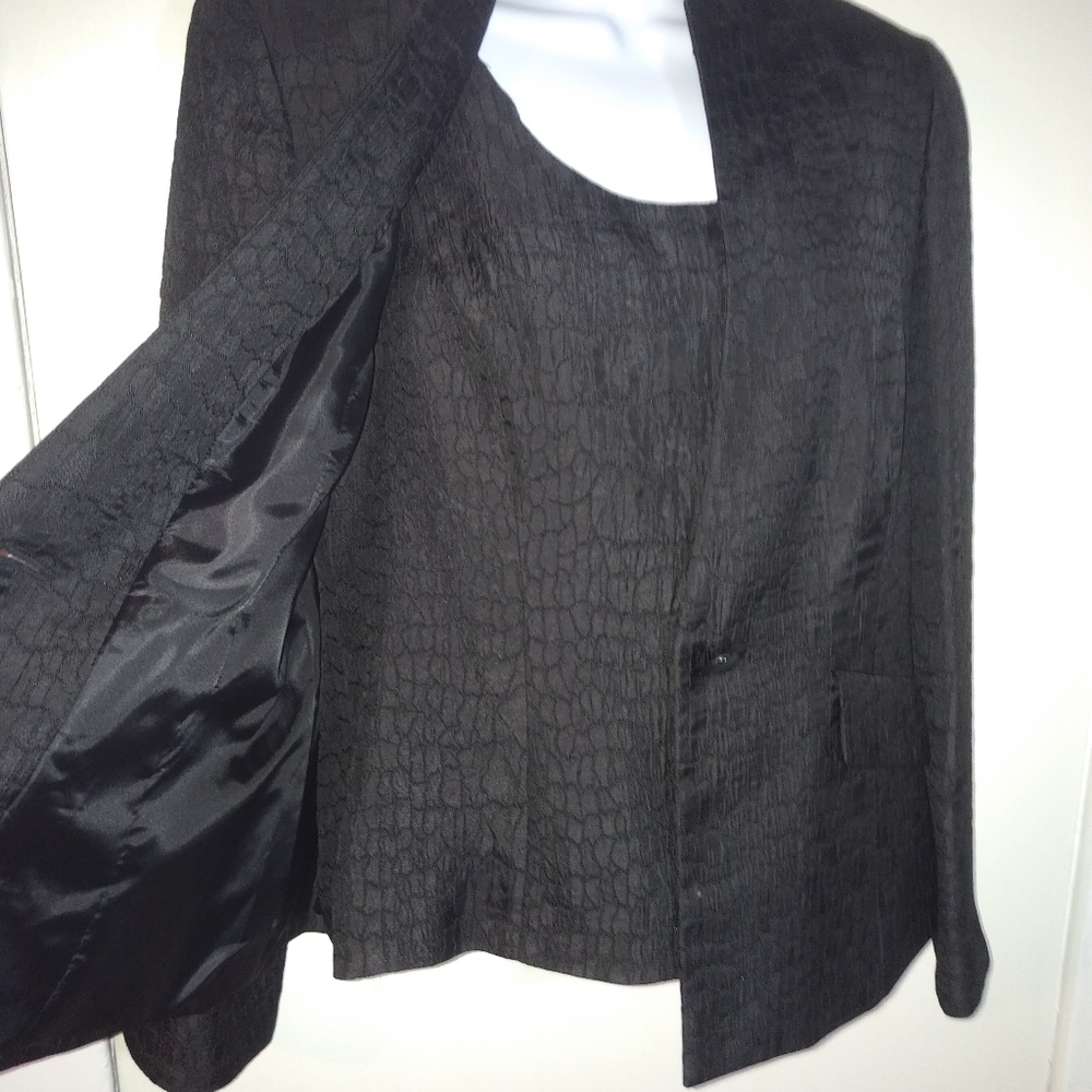 Kasper black alligator twin set jacket size 10